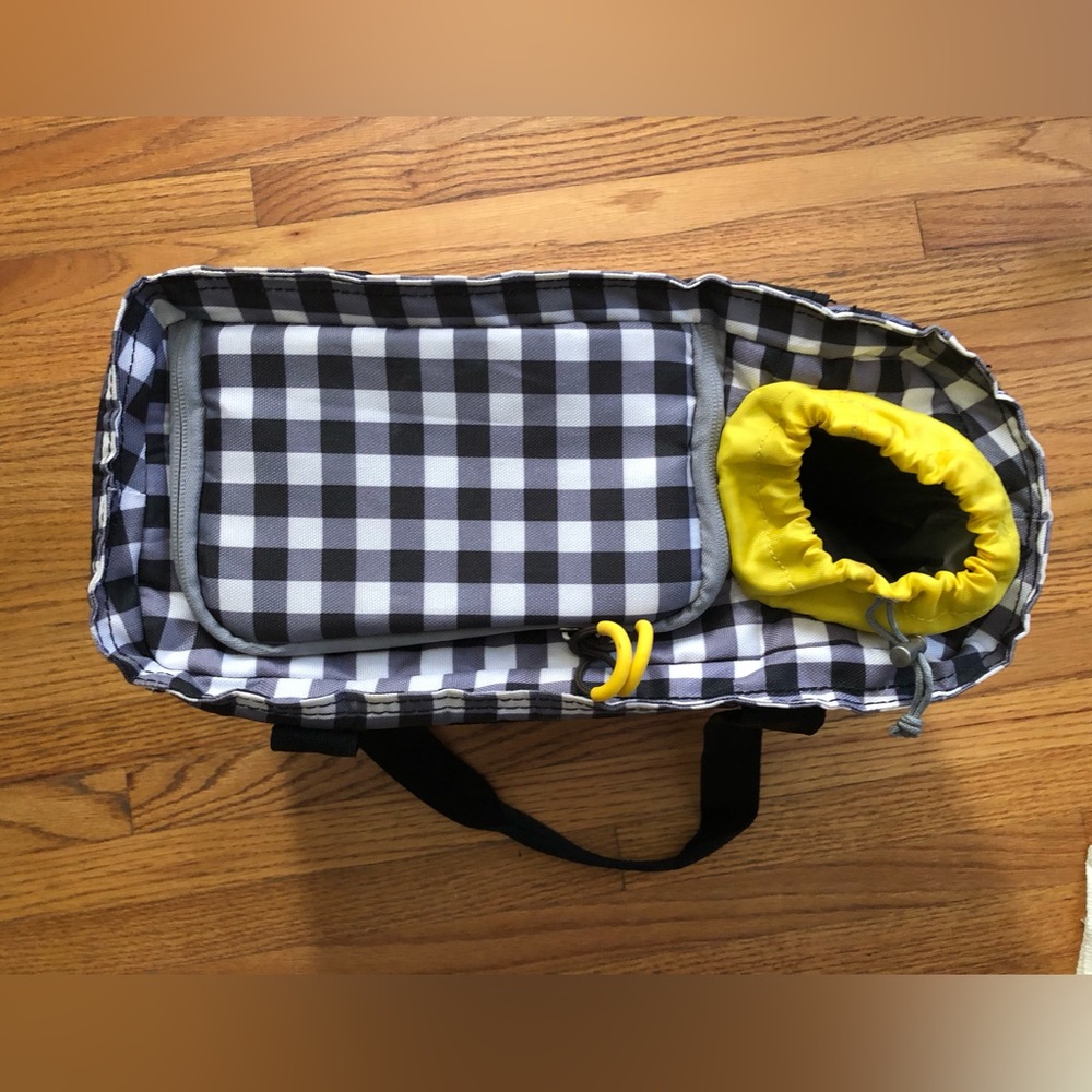Black & White Gingham Picnic Tote with Yellow Trim - Picture 4 of 12